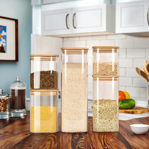 5 pièces ensemble <span class=keywords><strong>cuisine</strong></span> hermétique carré bocaux de stockage en verre avec boîte en mousse à bulles stockage à domicile bocal en verre avec couvercle hermétique - Product Image 6