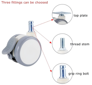 ユニバーサル 2インチ 医療機器用キャスター 静音ダブルホイール ねじ込み式 病院用ベッド・美容機器・浴室・リビングルームに - Product Image 6