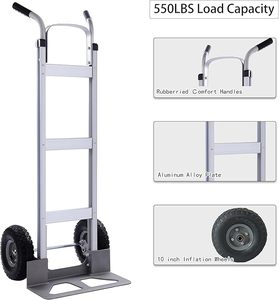 Camiones de mano resistentes con 10 ruedas inflables de goma, capacidad de <span class=keywords><strong>2</strong></span> ruedas <span class=keywords><strong>Dolly</strong></span> 550lbs - Product Image 5