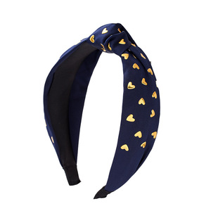 Bandeau de style coréen pour femmes, en tissu noué avec strass en forme de cœur, à large bord, pour usage quotidien - Product Image 5