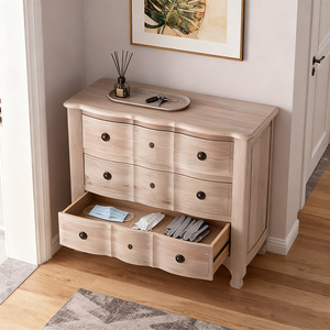 Coffre moderne blanc à <span class=keywords><strong>3</strong></span> <span class=keywords><strong>tiroirs</strong></span> avec dessus en bois Armoire de rangement <span class=keywords><strong>scandinave</strong></span> pour entrée de chambre à coucher - Product Image 4