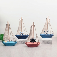 Modèle de voilier en bois méditerranéen, mini-ornement nautique, décoration vintage de voilier en toile pour table de maison