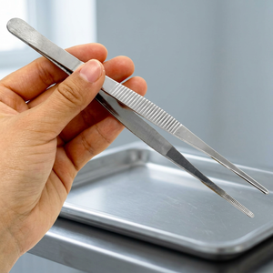 Pinzas de cocina manuales Obexa de acero inoxidable para cuidado de prótesis dentales, limpiador de lenguas, pinzas de cocina con punta curva - Product Image 3