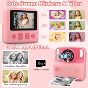 กล้องถ่ายรูปสำหรับเด็กแบบพิมพ์ทันที X6D กล้องเซลฟี่ หน้าจอ 2.4 นิ้ว เลนส์คู่ ความละเอียด 1080P กล้องพิมพ์ภาพความร้อนสำหรับเด็ก ของเล่น เกมส์ ของขวัญพร้อมเสียงเพลง - Product Image 3