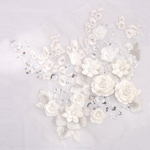 Miếng Trang Trí Đính Cườm Ren Kim Cương Giả Thêu Lưới Hoa Nhiều Màu <span class=keywords><strong>3D</strong></span> Cho Quần Áo Bằng Vải Ren Kim Sa Tự Làm Vải Organza - Product Image 2