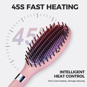 Cepillo Alisador de Cabello Iónico Multifunción Rozamor, Cerámico, 6 Ajustes de Temperatura, Apagado Automático de Seguridad, Doble Voltaje, Rosa - Product Image 5