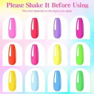 Ensemble de vernis à ongles UV 12 couleurs super blanc et noir, couleurs néon fluorescentes brillantes, couleurs bonbons, nouvelle mode 2026, nail art - Product Image 2