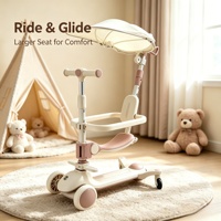 Ventes chaudes : Trottinette multifonctionnelle 6-en-1 pour enfants, hauteur réglable, équipée de lumières et de musique, trottinette à 3 roues pour enfants