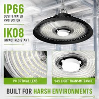 Luminaire LED UFO High Bay 150W IP66 IK08 Teijin 1250Z avec lentille PC, angle de faisceau 60/90/120, couleur personnalisée, lampe suspendue industrielle