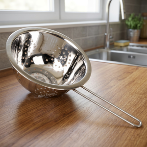 Passoire de cuisine en acier inoxydable de 20 cm avec poignée en fil métallique en forme de panier à soupe pour aliments riz légumes matériau métallique - Product Image 3