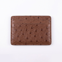 Porte-cartes LZ personnalisé en cuir de vachette grain autruche, plat, double face, multi-fentes, avec poche centrale pour billets et pièces, pochette minimaliste