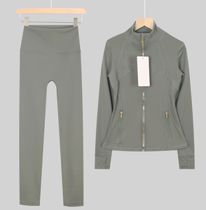 Vêtements de sport de luxe de haute qualité, veste de yoga <span class=keywords><strong>Lulu</strong></span>, coupe ajustée, respirante, col montant, haute élasticité - Product Image 4