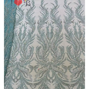 Tela de Encaje de Fábrica <span class=keywords><strong>con</strong></span> Bordado, Lentejuelas y <span class=keywords><strong>Cuentas</strong></span>, Popular para Novias, Encaje Africano y Francés - Product Image 1