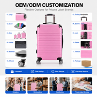 Özel Logo ABS Seyahat Bagaj Seti 3 Parça Pembe Sert Valiz 20 24 28 İnç Perakendeciler ve Distribütörler İçin