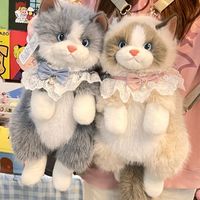 Dropshipping Cadeau Sac à dos pour chat Ragdoll réaliste Sac d'école pour poupée mignonne Cadeau d'anniversaire Jouet en peluche Sac à dos pour chat en peluche