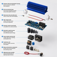 Kit générateur d'ozone en quartz refroidi par eau, réglable en continu, 30G/h, 280W, durée de vie continue de 12 000 heures pour le traitement de l'eau