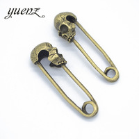 YuenZ Breloque Crâne Bicolore en Alliage de Zinc Argent Vieilli pour Fabrication de Bijoux et Artisanat DIY 50*14mm avec Trou de 4.5mm