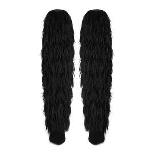 Giày bốt cao gót nữ xu hướng mới <span class=keywords><strong>2025</strong></span>, trên đầu gối, màu đen, lông cừu Mông Cổ, tua rua xù, khóa kéo, gót cao, thời trang - Product Image 2