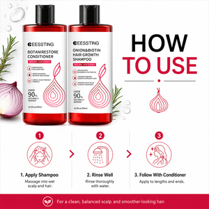 Shampooing et après-shampooing à l'oignon en gros pour le nettoyage, la nutrition, la réparation et le lissage des cheveux, fortifiant le cuir chevelu - Product Image 5