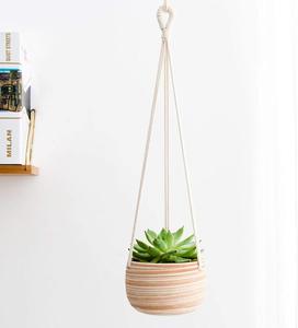 Piatto di ceramica Appeso Fioriera Macrame Holder Pianta 5 Pollici Carino Succulente Cactus Pentola con la Corda di Cotone Gancio per Indoor Outdoor Decor