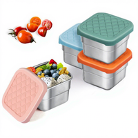 Contenants à sauce pour emporter, petits récipients à condiments avec couvercles en silicone étanches, coupelles à sauce réutilisables en acier inoxydable