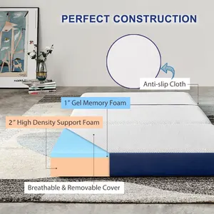 Comfortable Memory Foam Folding Mattress 3 Inch Foldable Bed