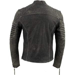 2025 cuir Vintage SFM1808 veste en cuir noir pour hommes avec épaule cousue et fermeture éclair avant pour moto Auto Racing Wear - Product Image 5
