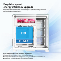 Casing PC MATX ITX Mendukung GPU 400mm, Pendingin CPU 157mm, PSU 200mm, 4 Slot PCIe, Kaca Temper, untuk Pembuat PC Gaming