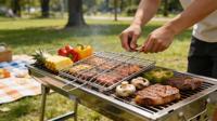 Rak Panggangan BBQ Stainless Steel dengan Pegangan - Anti Lengket untuk Memanggang Arang, Aman untuk Makanan