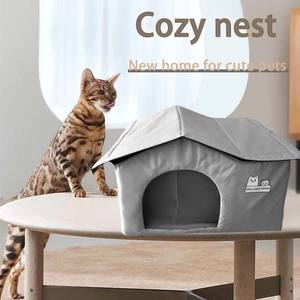 Casa para <span class=keywords><strong>perros</strong></span> y gatos de tamaño pequeño y mediano para exteriores, tela Oxford con papel de aluminio, temperatura constante, cabaña de invierno para todas las estaciones - Product Image 1