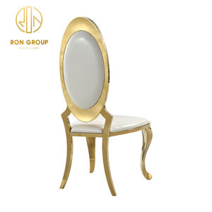 SILLA DE BODA DE ACERO INOXIDABLE dorada <span class=keywords><strong>para</strong></span> restaurante, asiento trasero redondo de lujo <span class=keywords><strong>para</strong></span> fiestas, eventos y Hotel, venta al por mayor - Product Image 1