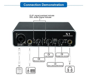 MX19-tarjeta de sonido profesional para estudio, interfaz de <span class=keywords><strong>audio</strong></span> usb, condensador de podcasting, micrófono de escritorio, auriculares de monitor para habitación de estudio - Product Image 4