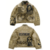 DiZNEW 2025 Ensemble Jean Homme Veste en Jean d'Hiver Denim Premium Lavé Toile Denim Motif Imprimé 3D Veste Homme