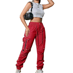 Haute qualité personnalisé élastique cordon taille jambe droite Streetwear fermeture éclair décoration femmes Cargo <span class=keywords><strong>pantalon</strong></span> - Product Image 5