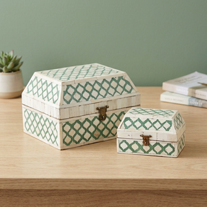 BS INTERNATIONAL Popular Hot Selling Luxury Square Bone Inlay Embossed Design Jewelry Box Sample Making Service for - Product Image 1