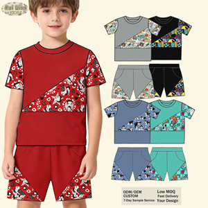 2026 New Custom Little <strong>Boy's</strong> Spliced Design and Printing Set <strong>Kids</strong> High-Quality Round-Neck T-Shirt and <strong>Shorts</strong> Set Summer Clothing - Product Image 2