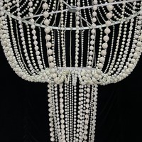 Décoration de mariage : Lustre en acrylique ABS style perle, design simple américain, pour toile de fond de scène de mariage et décoration intérieure