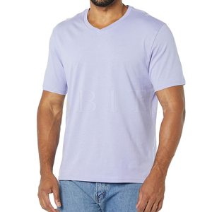 Nouveau design, t-shirts unis pour hommes de haute qualité, respirants, personnalisables, décontractés, pour l'été, col en V, prix de gros - Product Image 1