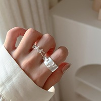 Superbe bague papillon 3D large en argent mat pour femme, style Instagram, haut de gamme, double couche, ouverte, pour l'index