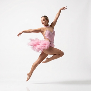 Pink Rhinestone <b>Feather</b> Halter Ballet Dance Costume Strappy Back Competition Costume for Jazz Contemporary Lyrical Stage Show - Product Image 3