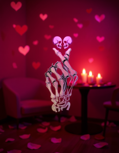 T-Shirt Unisex con Motivo Teschio e Cuore, in Morbido Cotone, Vestibilità Comoda, Design Stampato, per San Valentino e Capodanno, Collo Tondo - Product Image 2