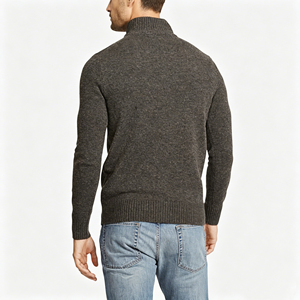 Men's <strong>Quarter</strong> <strong>Zip</strong> Mock Neck Old Money Style Premium Cashmere Knitted Pullover <strong>Jumper</strong> for Autumn Winter Casual Business Wear - Product Image 2