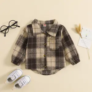 All'ingrosso camicetta per bambini Plaid per neonati camicie calde con monogramma giacca per neonati