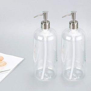 Paquete de 2 botellas de plástico dispensadoras recargables de 32oz con bombas de acero <span class=keywords><strong>para</strong></span> champú, acondicionador, gel de baño, <span class=keywords><strong>jabón</strong></span> <span class=keywords><strong>líquido</strong></span> <span class=keywords><strong>para</strong></span> <span class=keywords><strong>manos</strong></span>, loción - Product Image 6