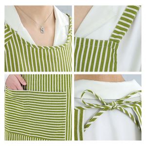 Custom Logo Stripe Cotton Linen <b>Aprons</b> <b>Kitchen</b> Cooking <b>Aprons</b> Adjustable Bib Soft Chef <b>Apron</b> With 2 Pockets - Product Image 4