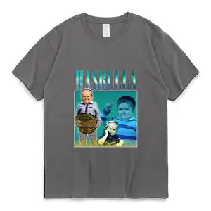 Fitspi Großhandel Has bulla Fighting Meme T-Shirt Männer Frauen Mini Khabib Blogger T-Shirt Rundhals ausschnitt aus reiner Baumwolle Übergroße T-Shirts Tops