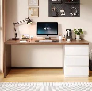 Escritorio de madera maciza <span class=keywords><strong>con</strong></span> cajón, cómoda, escritorio integrado, dormitorio, <span class=keywords><strong>mesa</strong></span> de <span class=keywords><strong>estudio</strong></span> sencilla para el hogar, combinación de estantería - Product Image 2