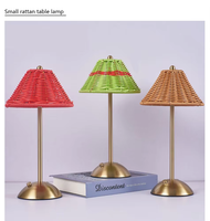Lampe de chevet LED moderne à intensité variable sans fil, rechargeable, en métal marron, avec commande tactile