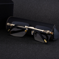 Lunettes de soleil Partagas pour hommes, design de mode, logo personnalisé, sans monture, verres taillés en diamant, tête de léopard, UV400