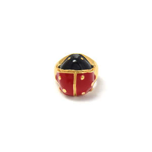 Anillo de Mariquita de Acero Inoxidable 316L con Baño de Oro PVD y Esmalte Rojo, Joyería de Moda - Product Image 2